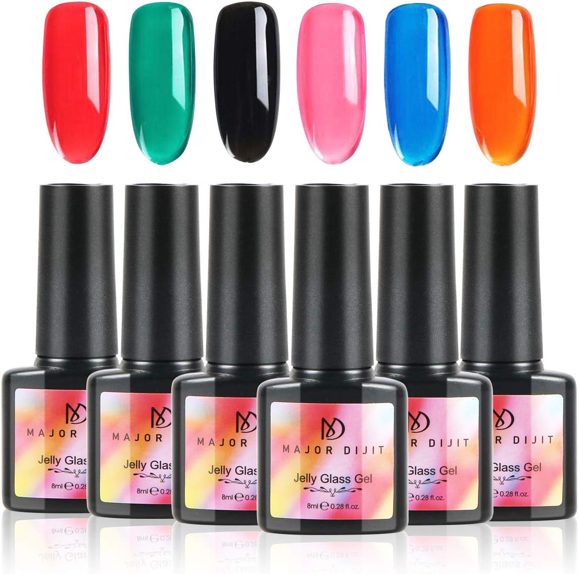 Gel Nail Polish Crystal Summer Sweet Jelly Nail Gel Polish Kit - 8 ML 0.28oz 6 Bottles UV LED Lamp Required Soak Off Gel Polish DIY Nail Art at Home with Storage Box
