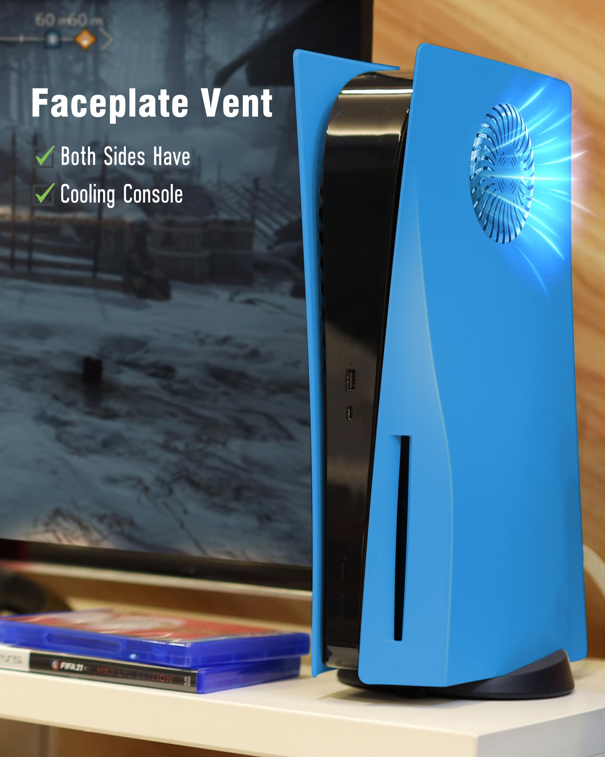Joso Faceplate pour PS5 Disc Edition, Anti-Scratch boîtier de Remplacement étanche à la poussière, Cover Skin fit pour Console PS5 (CD-ROM) avec évent de Refroidissement