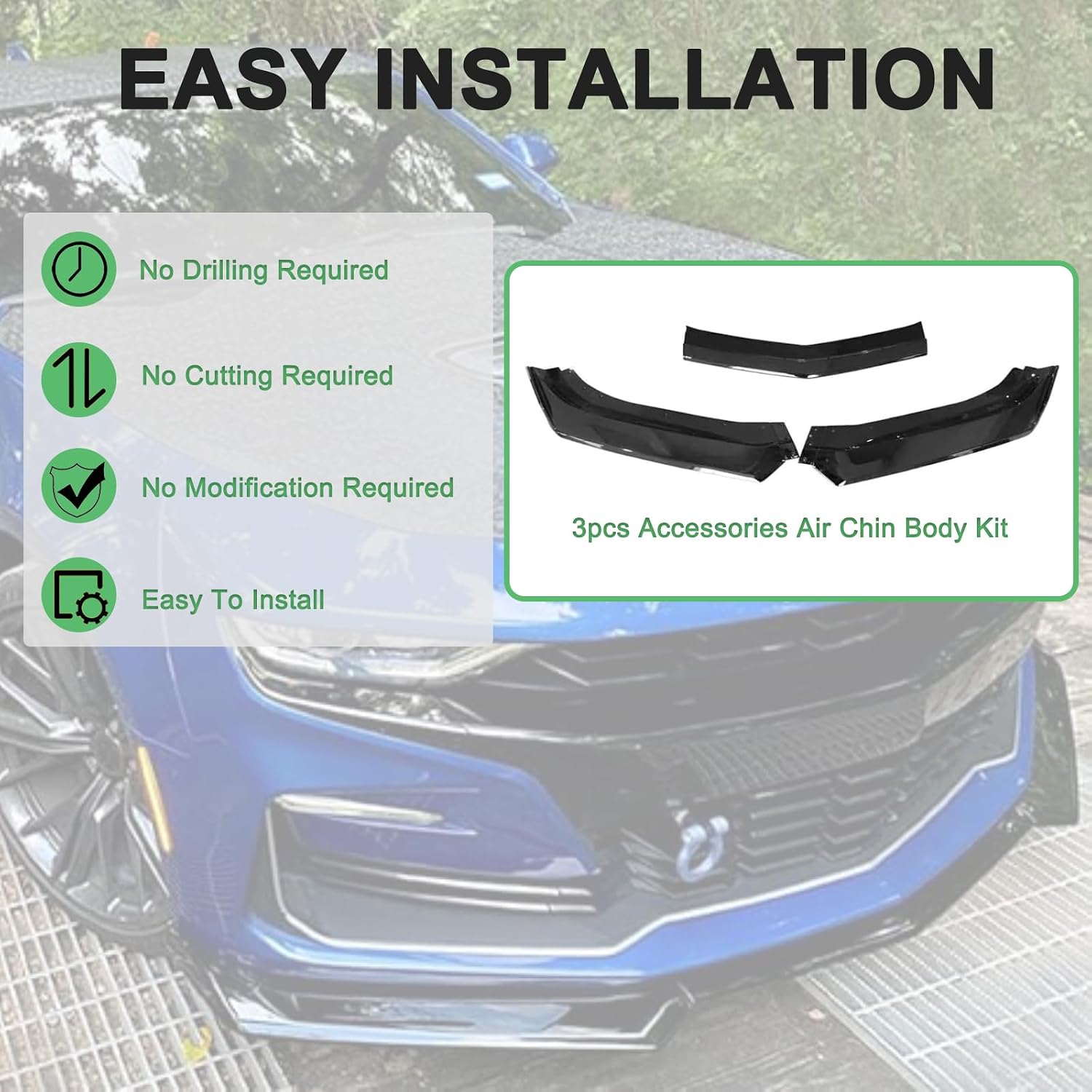 Front Bumper Lip for 2016-2024 Chevy Camaro SS 2019-2024 LT LS RS