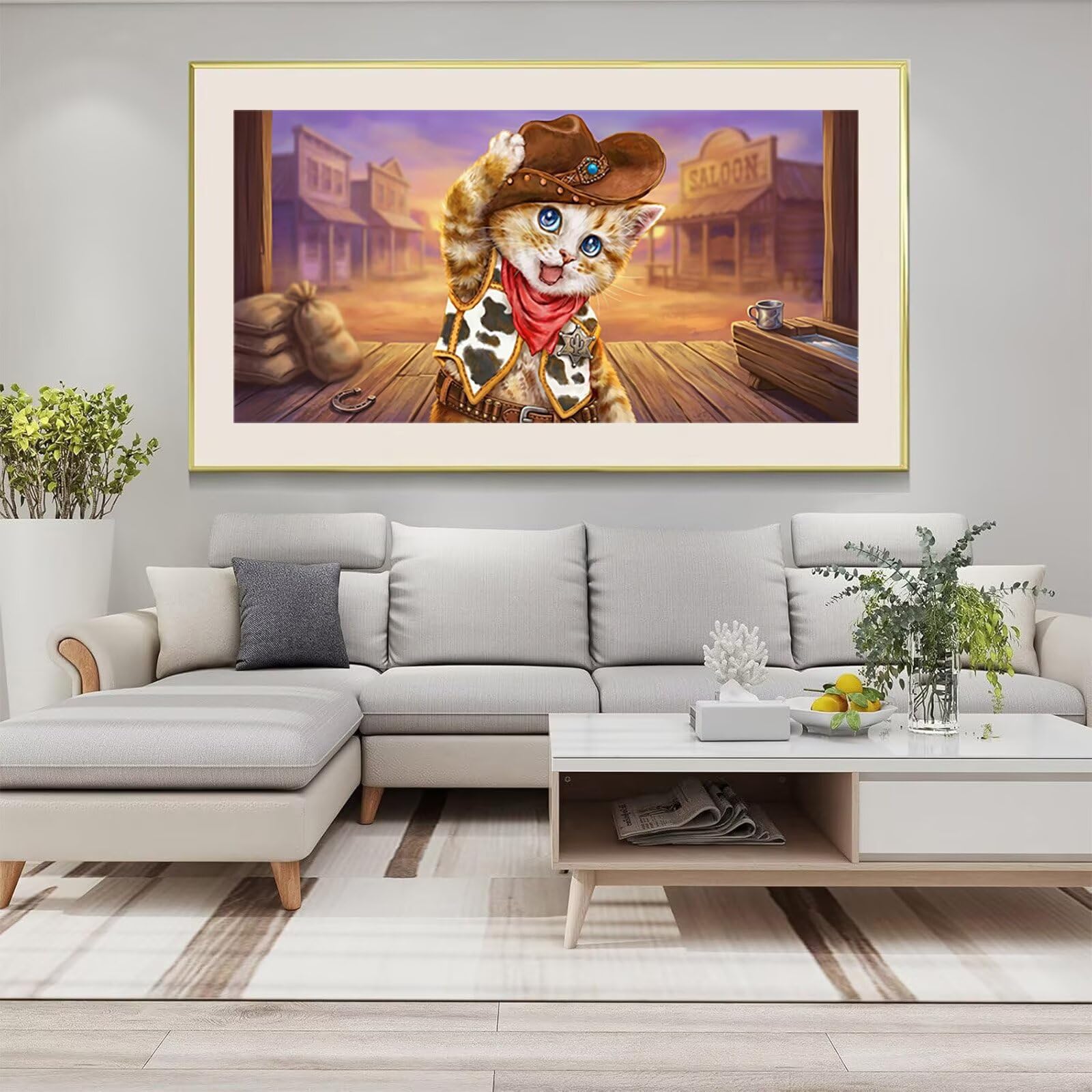 Diamond Painting Katze Diamond Painting Erwachsene XXL Tier, 5D Full Runder Drill Diamanten Malen Nach Zahlen, DIY Set Mosaik Bastelset Kreativ Set für Erwachsene Home Decor Wanddeko 100x200cm,Cod-979