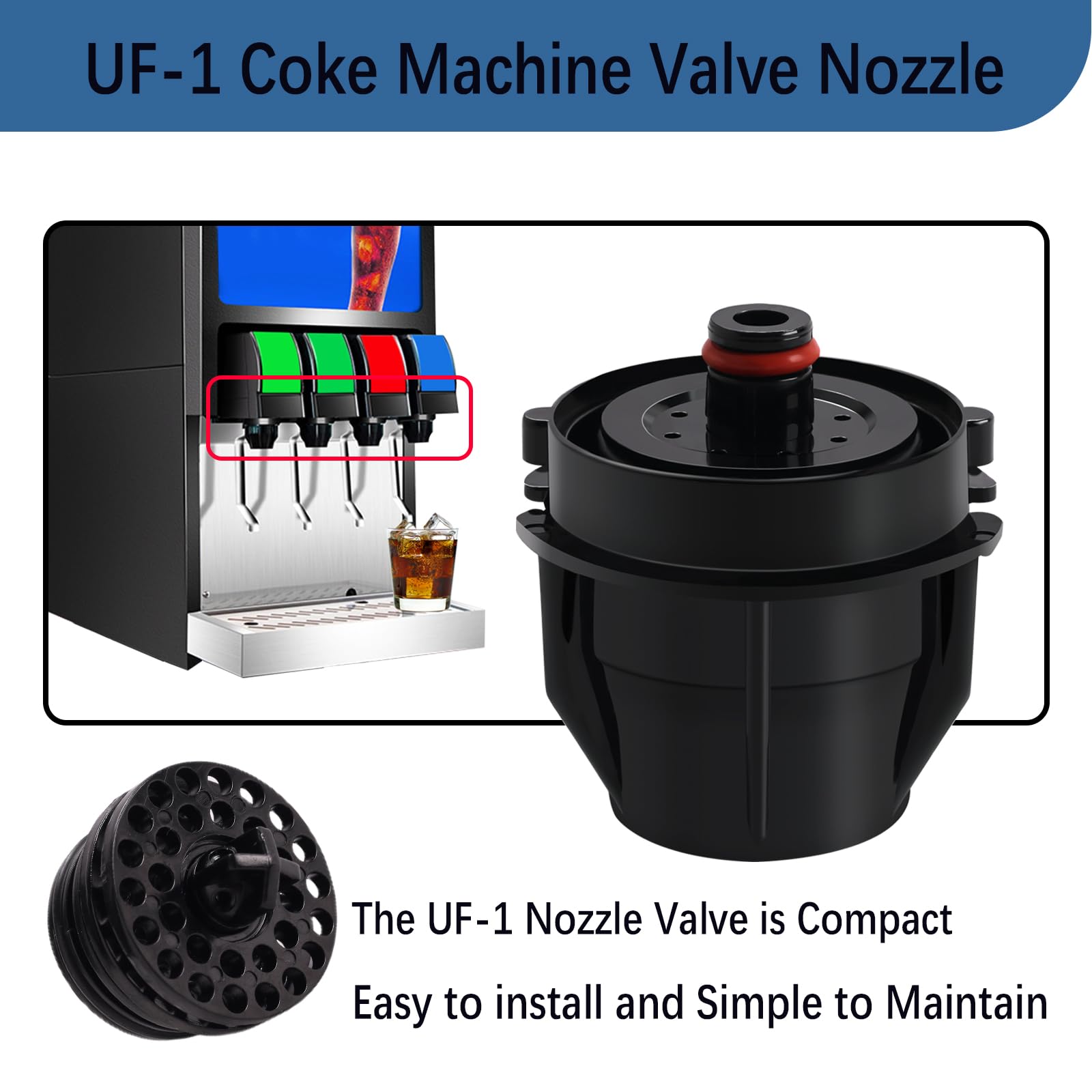 3 boquillas UF-1 y conjunto de difusor, para reparación o reemplazo de válvulas exteriores interiores de coque UF-1. (3)