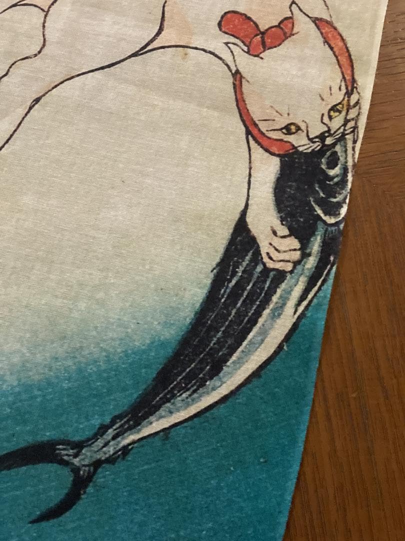 Amazon｜古今東西 浮世絵 手ぬぐい かつお 猫の当て字 歌川国芳