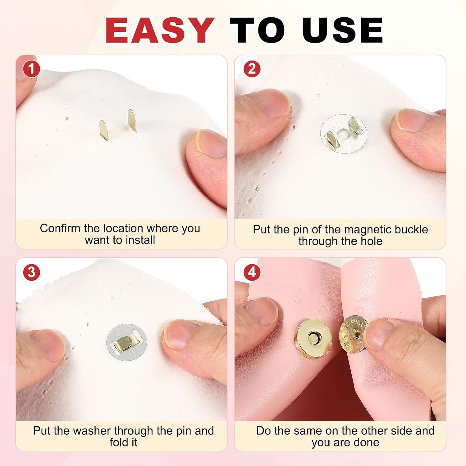 uxcell 20 Sets Magnetic Snap Buttons, 14 mm Round Snaps Closures with Washer, Clasp Buttons Fasteners for Sewing Leather Purse Clothes DIY Craft, Black