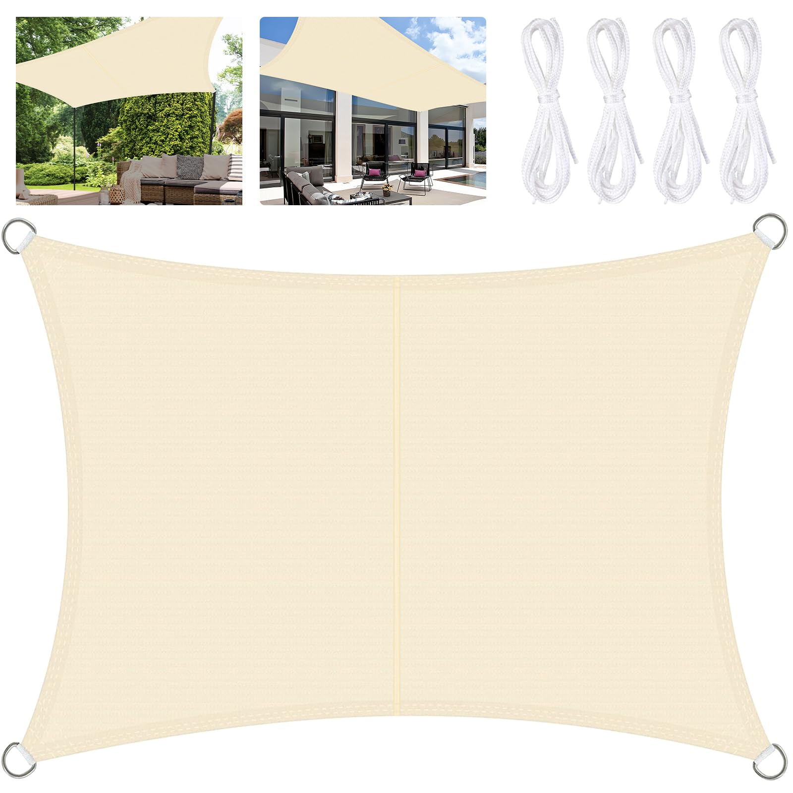 MZJAUVF Toldo Vela Rectangular 2x3M, Impermeable Toldo Vela, Toldo Vela de Sombra Rectangular, Transpirable Vela de Sombra, Protección Rayos UV, Prueba Toldos Vela para Exterior Patio Jardín Terrazas