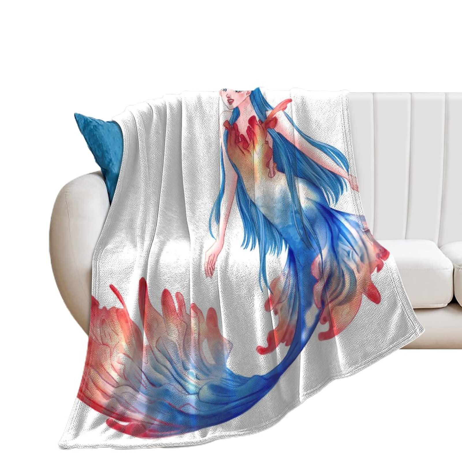 Couverture polaire sirène en flanelle douce de 130x150cm pour le canapé