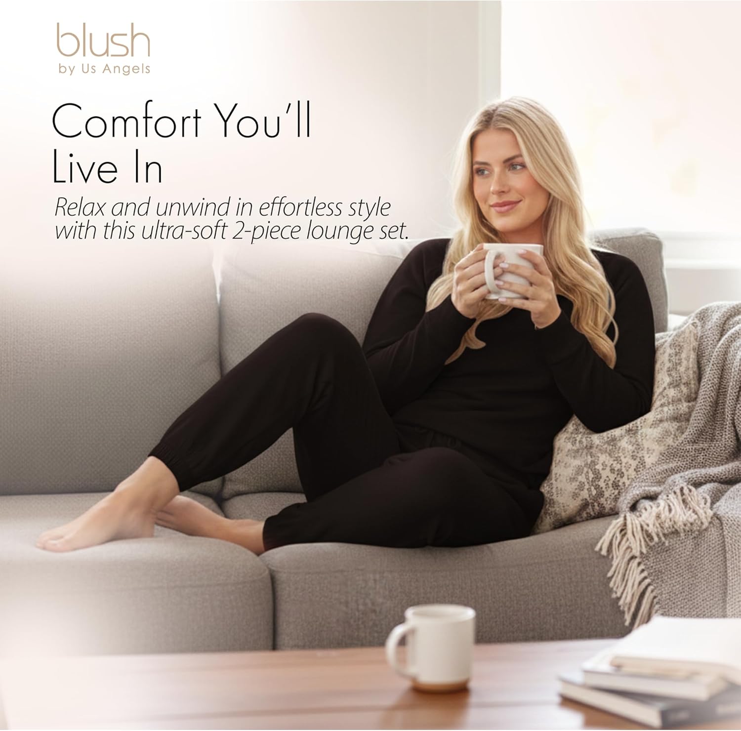 Blush by Us Angels 2 Piece Jogger Lounge Set for Women | Women's Travel Sweatsuit - Lightweight, Cozy Loungewear - Image 2