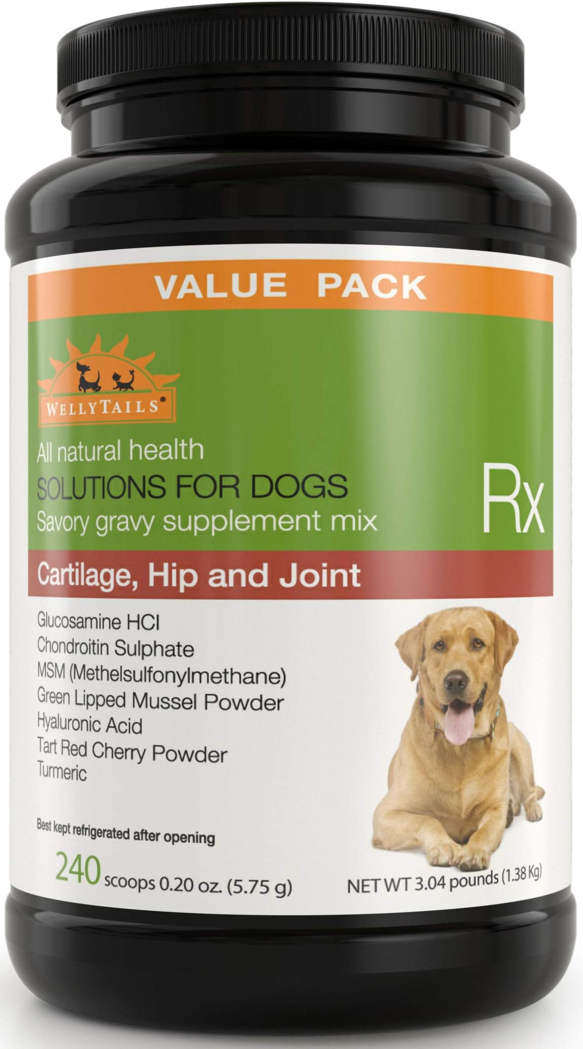 Glucosamine Chondroitin MSM Turmeric Dog Joint Supplement for Large Dogs 48.8 oz. (240 Scoops)