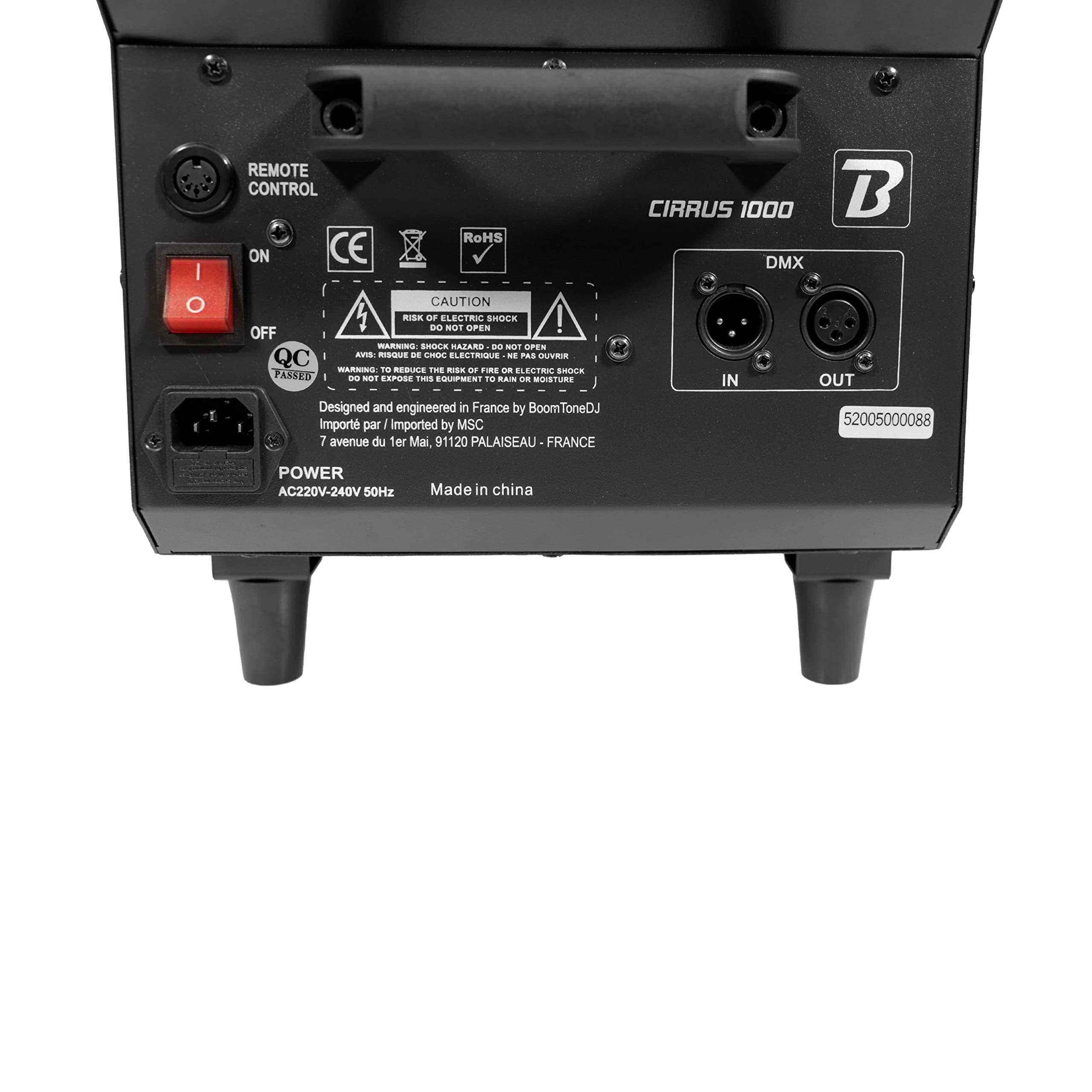 BoomToneDJ, CIRRUS 1000, machine à fumée lourde à base d'eau, télécommande inclue 1000 W, idéale pour les mariages, anniversaires et tout autres évènements professionnels, ne nécessite pas de glace