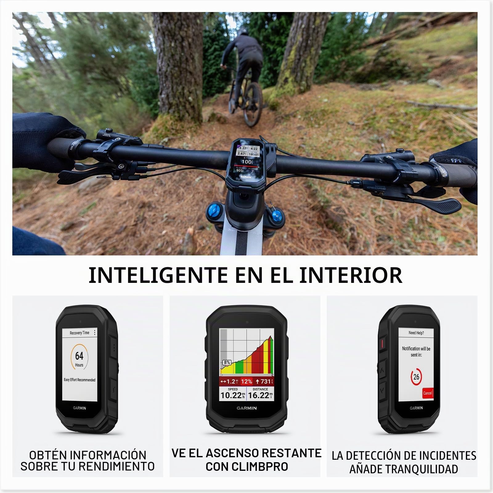 Garmin Edge MTB Rugged GPS - Paquete de computadora para bicicleta | Para ciclismo, entrenamiento y navegación, mapas de senderos a todo color precargados, incluye kit de limpieza