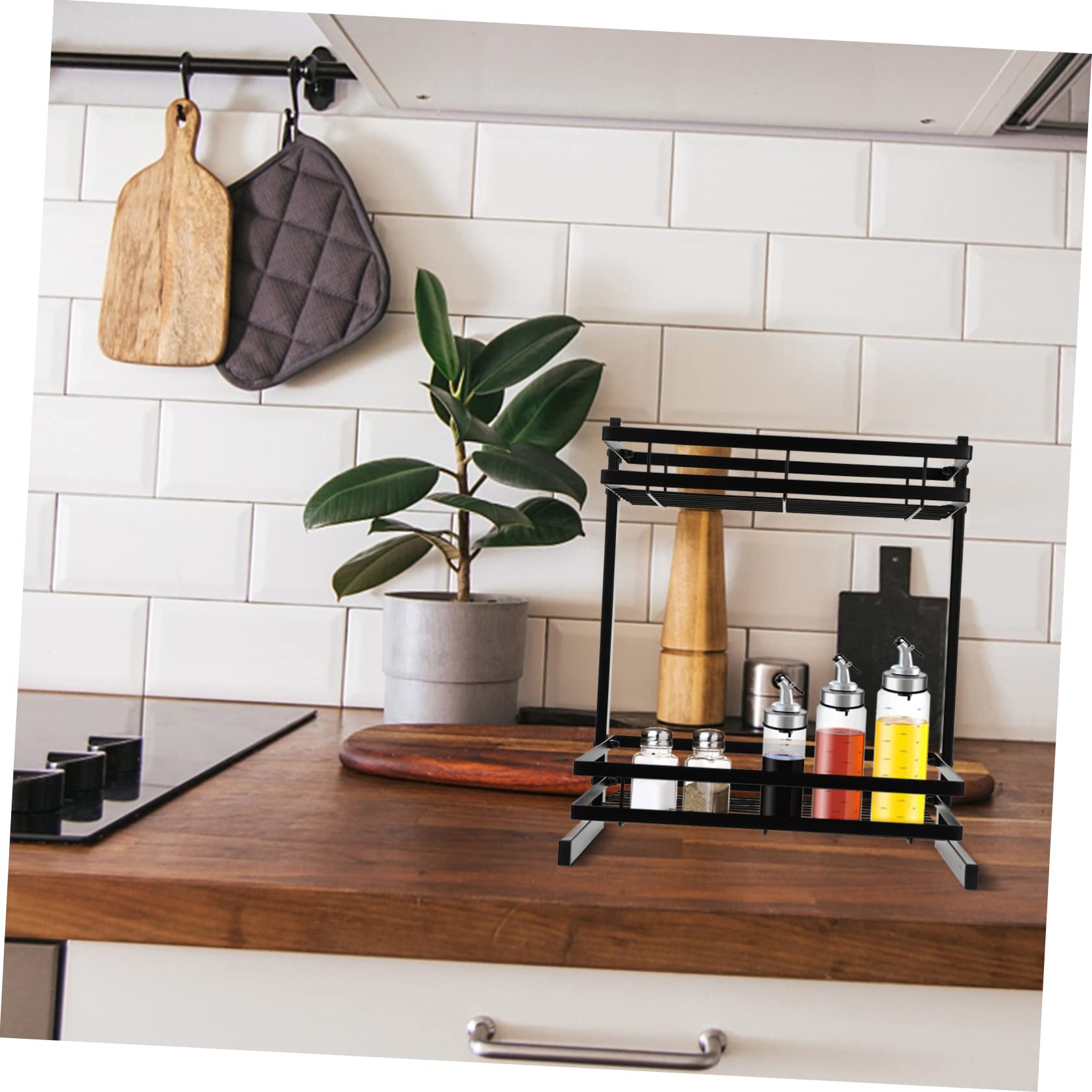 Cabilock Mensola Portaoggetti Per Spezie Organizer Per Armadietti Da Cucina Rastrelliera in Ferro Per Utensili Da Cucina Portabottiglie Per Spezie