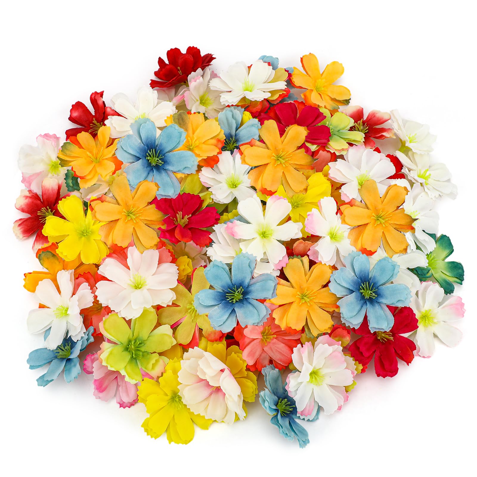 100 Fiori Finti In Tessuto Per Artigianato - Teste Di Fiori Di Prugna Colorati, Mini Fiori Artificiali Per Decorazioni Feste, Matrimoni E Hobby Creativi - 4