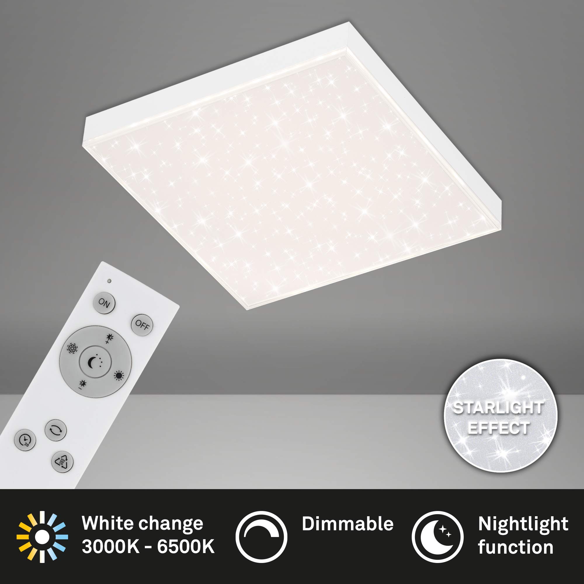 BRILONER - Led-plafondlamp met sterrenhemel, frameloos, neutraal witte