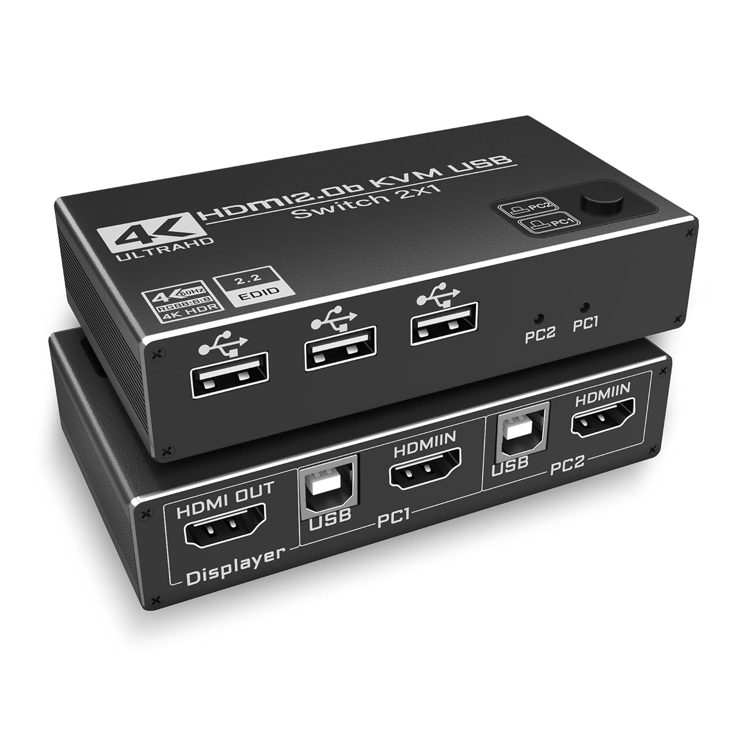 KVM Switch HDMI 2 Port 4K 60Hz KVM Switcher HDMI Box Share