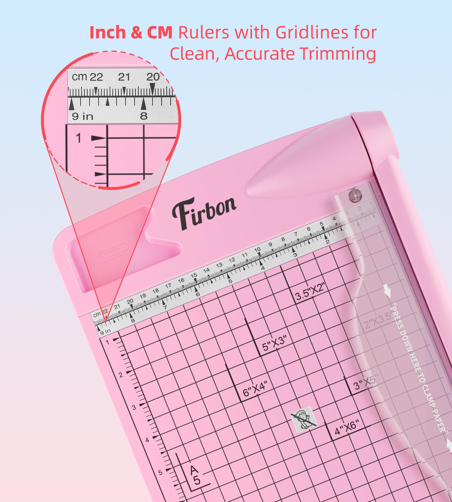 Firbon 12" Guillotine Paper Cutter - Pink -3