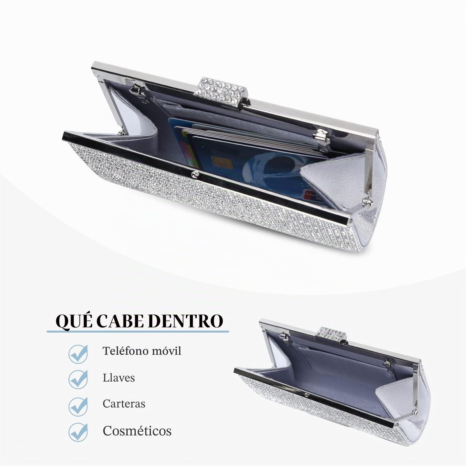 BAIGIO Bolso elegante, clutch mujer ceremonia bolso de noche bolso bandolera para boda fiesta