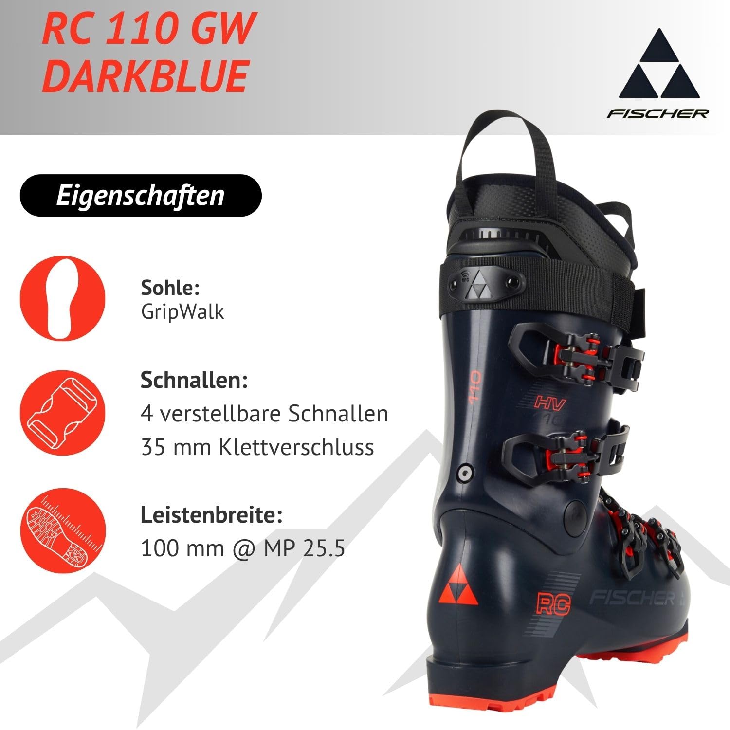 Fischer Skischuhe Skistiefel Alpinskischuhe Alpin-Skistiefel Alpinstiefel RC One 11.0 - Flex 110 - Modell 2024 - On Piste Allmountain - für fortgeschrittene bis Gute Fahrer