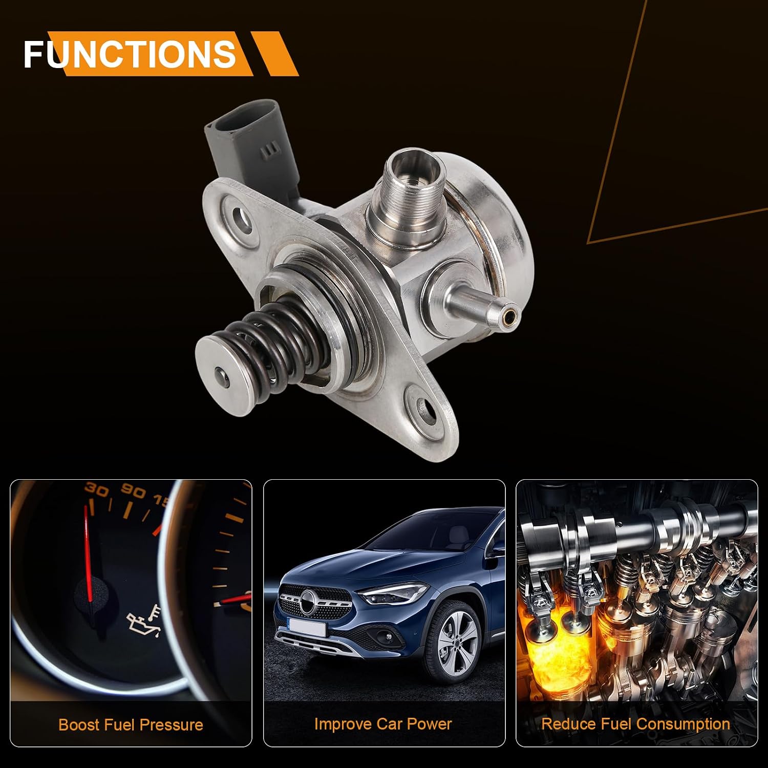 OTO-K High Pressure Fuel Pump Compatible with Mercedes-Benz C300 C350e E300 GLC300 GLC350e SLC300 SLK300 Metris Sprinter 1500 2500 & Infiniti Q50 Q60 2015-2022 2.0L