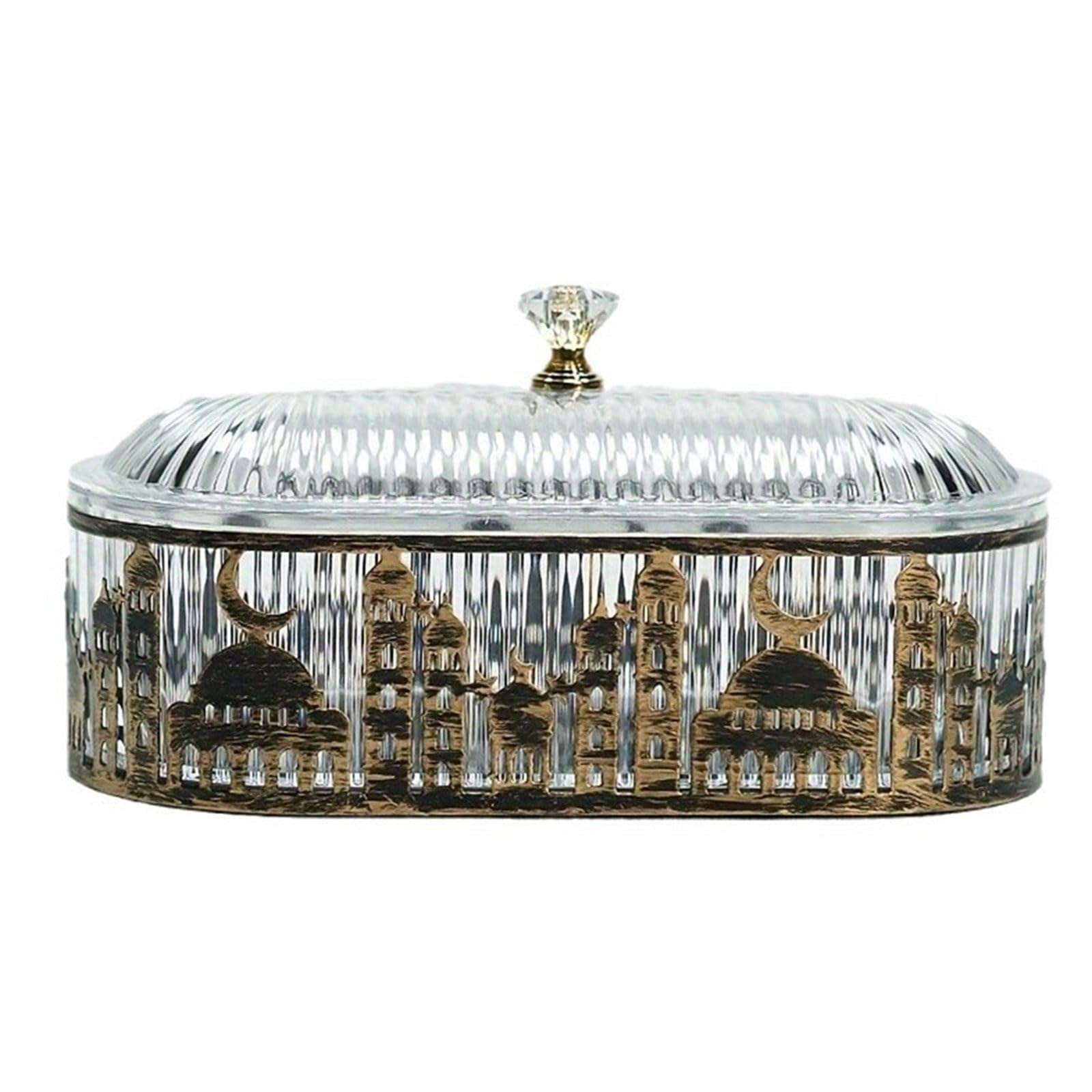 Unique Iron Snacks Tray Bread Storage Plate with Lid Iron Serving for Eid Mubaraks Celebration and Home Decoration Storage Rack