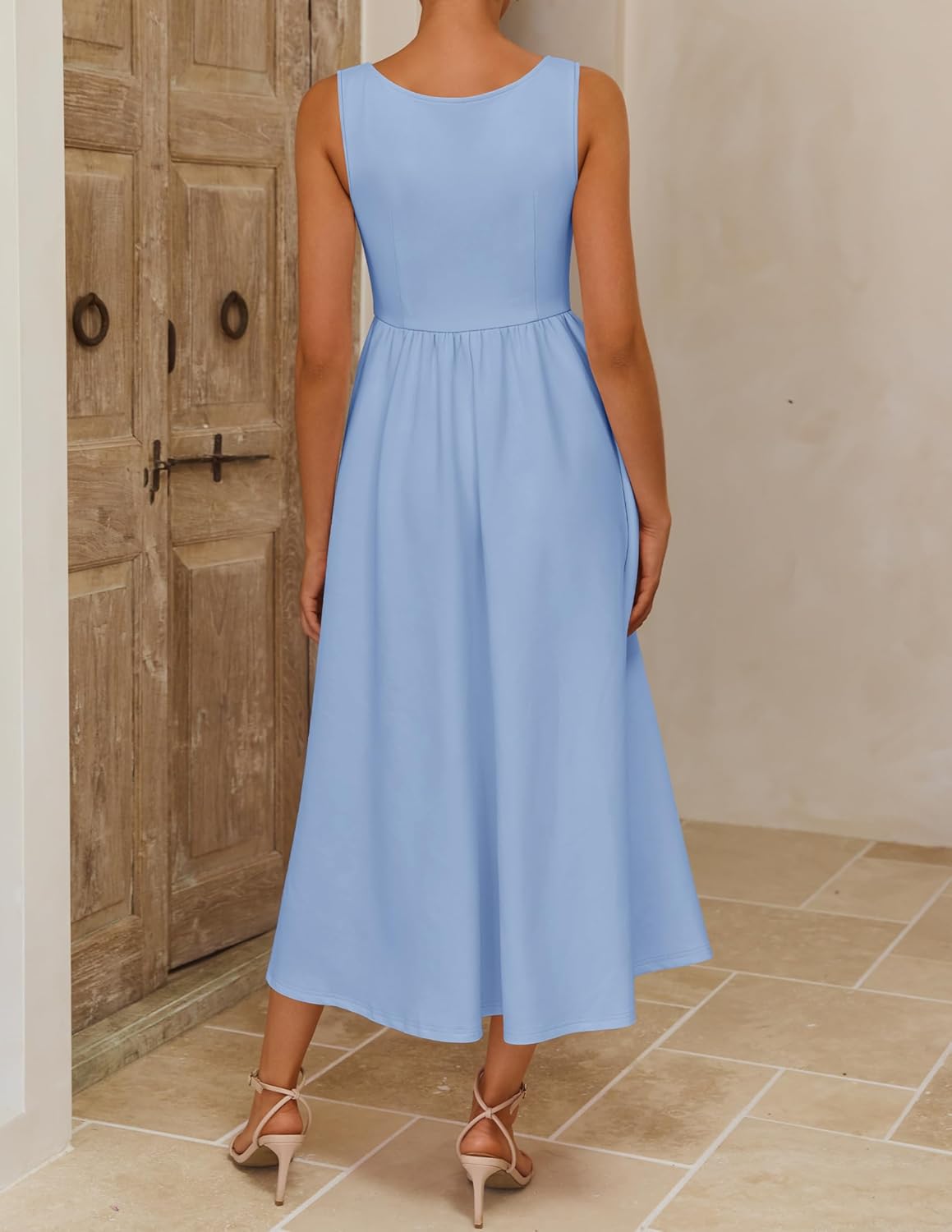 ZESICA Women's Summer Elegant Sleeveless Midi Dresses 2026 Wedding Guest Cocktail Party Crewnenck Flowy A Line Long Dress - Image 6