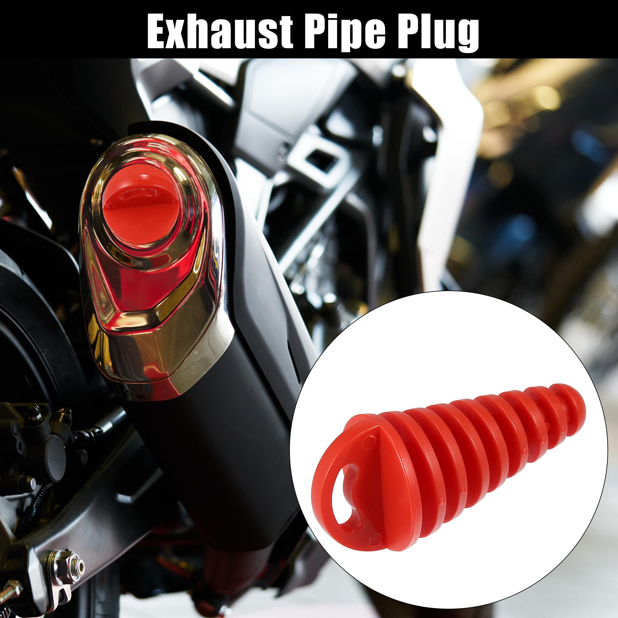 Motoforti 2-Pack Universal Exhaust Pipe Plugs - Orange Rubber Muffler Silencer For Motorcycles (Fits 0.6" To 1.5" Pipes)