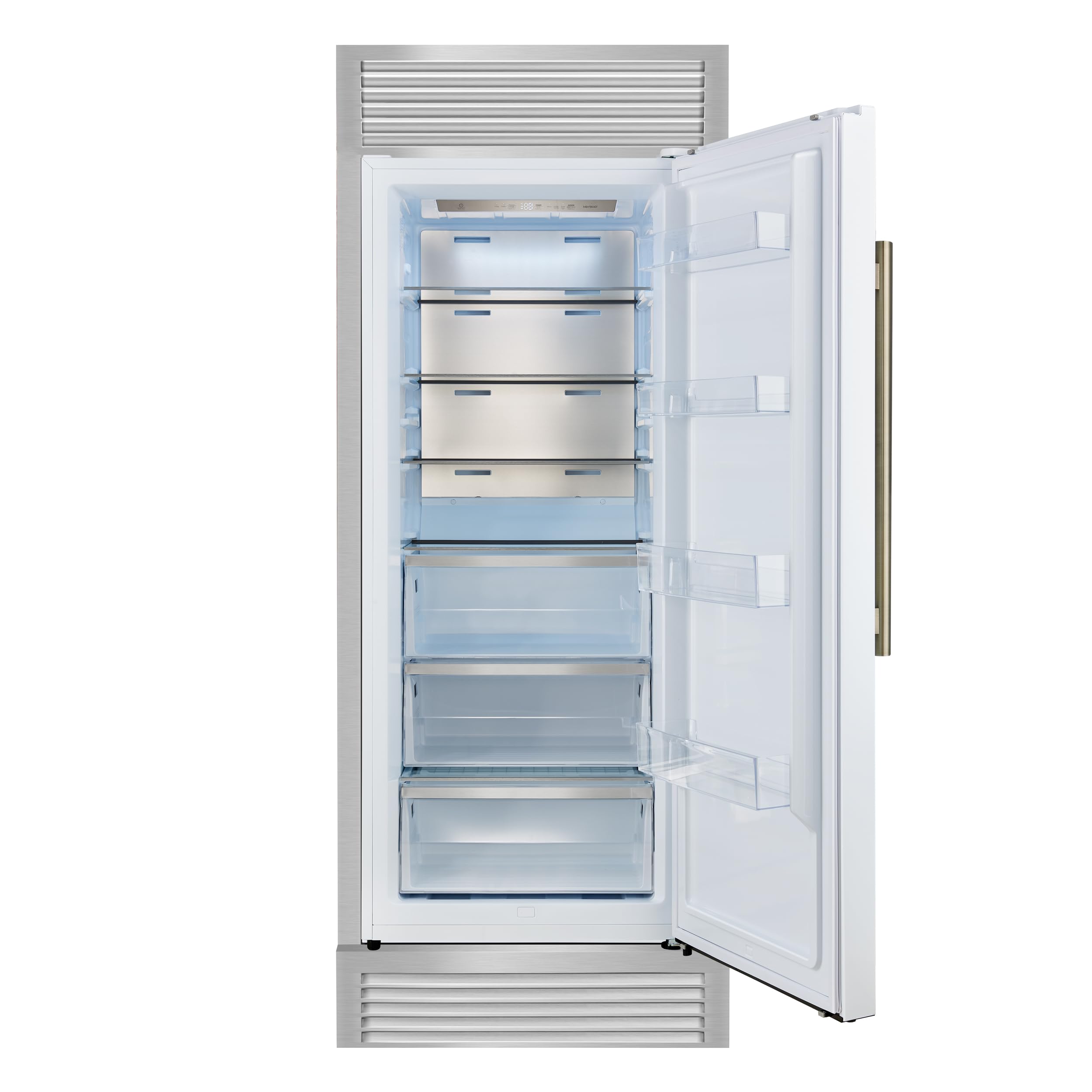 Forno Maderno 28-Inch Built-In Convertible Refrigerator Freezer, 13.6 Cu. Ft. Capacity With Antique Brass Handle, Right Swing Door, Decorative Trim Grill Extends To 32-Inch Width - White on Fridge.com - View 2