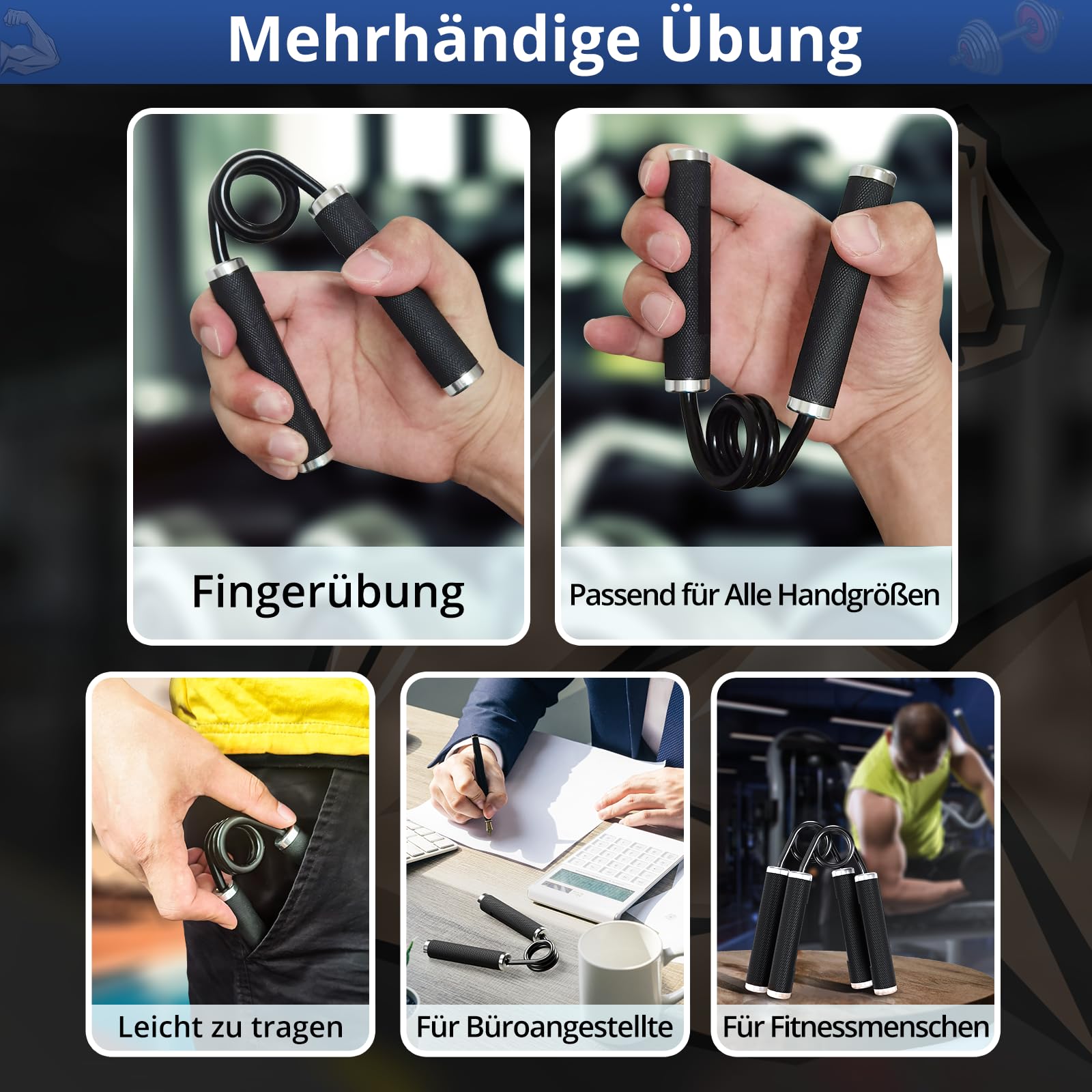 KDG Handtrainer Unterarmtrainer 4er or 6er Pack,22.5KG-157.5KG Metall Griffkraft Trainer,Rutschfester Fingertrainer Handgriff-Stärker für Muskelaufbau und Hand-Rehabilitationsübungen