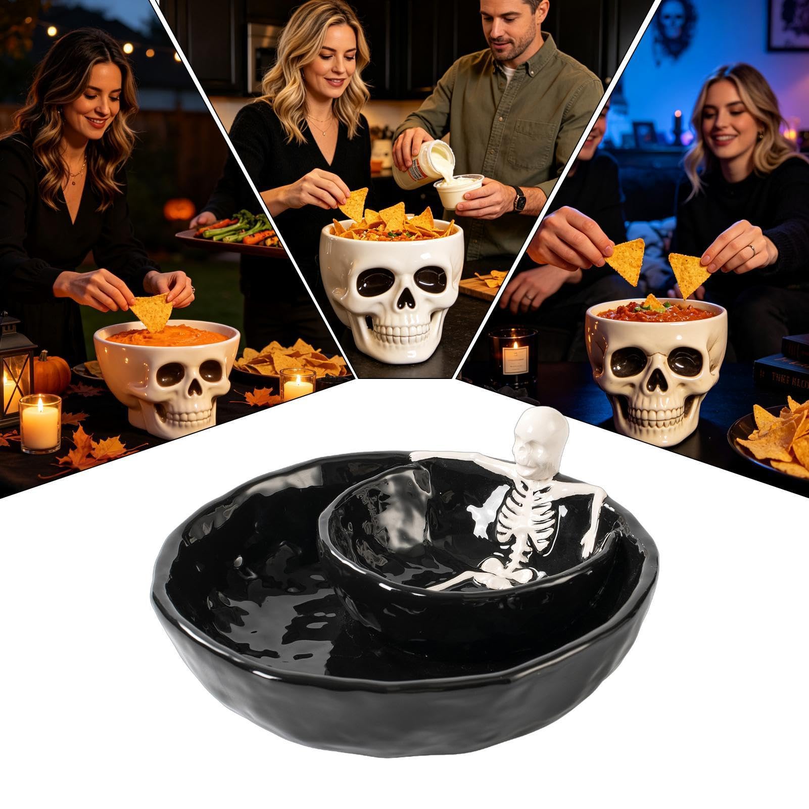 Miseczki do dipów małe ceramiczne czaszki Halloween upiorne dekoracyjne