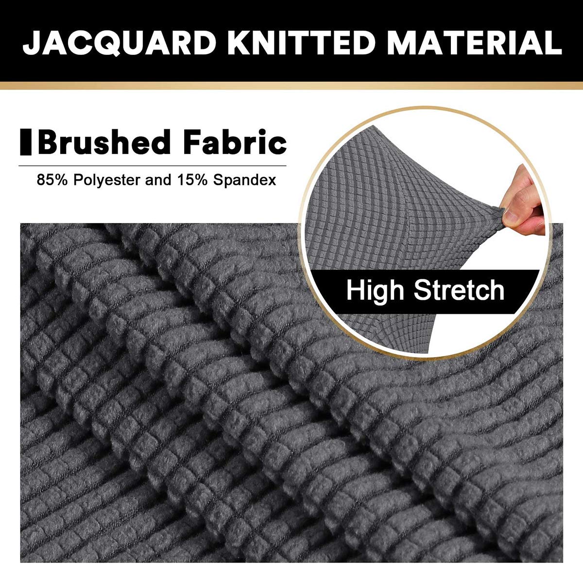 Copri Pouf Elasticizzato, Copridivano, Copertura Dell'Ottomano In Tessuto Elastico Fodera Per Rivestimento Jacquard (Grigio,Large)