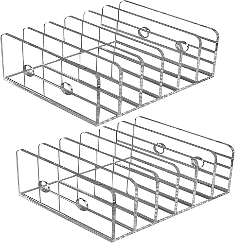 Organizador de correo de 2 piezas, soporte vertical de archivos de escritorio acrílico de 6 rejillas, soporte clasificador de correo, soporte para