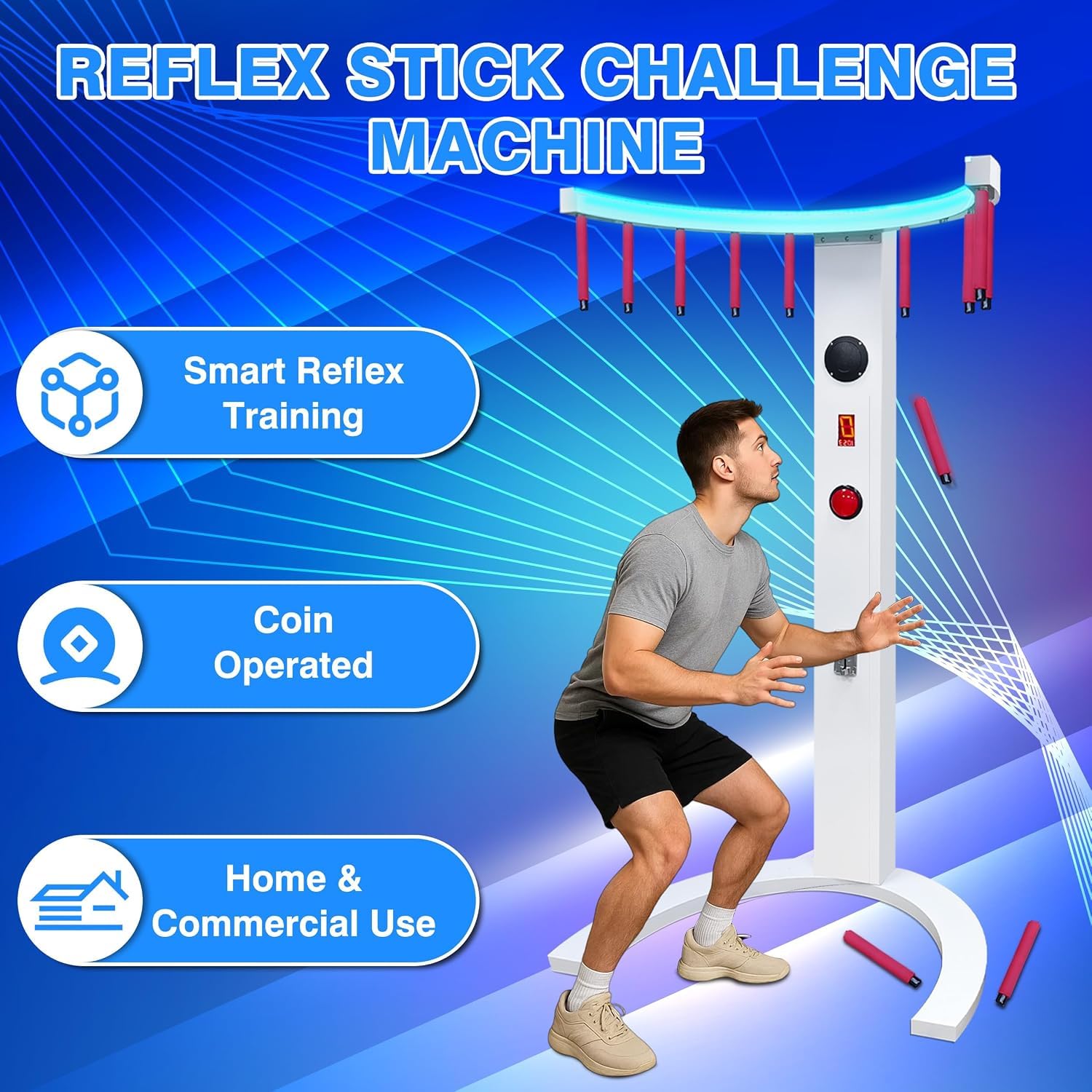 Juego De Reflejos con Joystick De Velocidad Ajustable, Máquina Recreativa para Entrenar La Coordinación Mano-Ojo, con Luces Led Y Reacción A La Música, Ideal para White