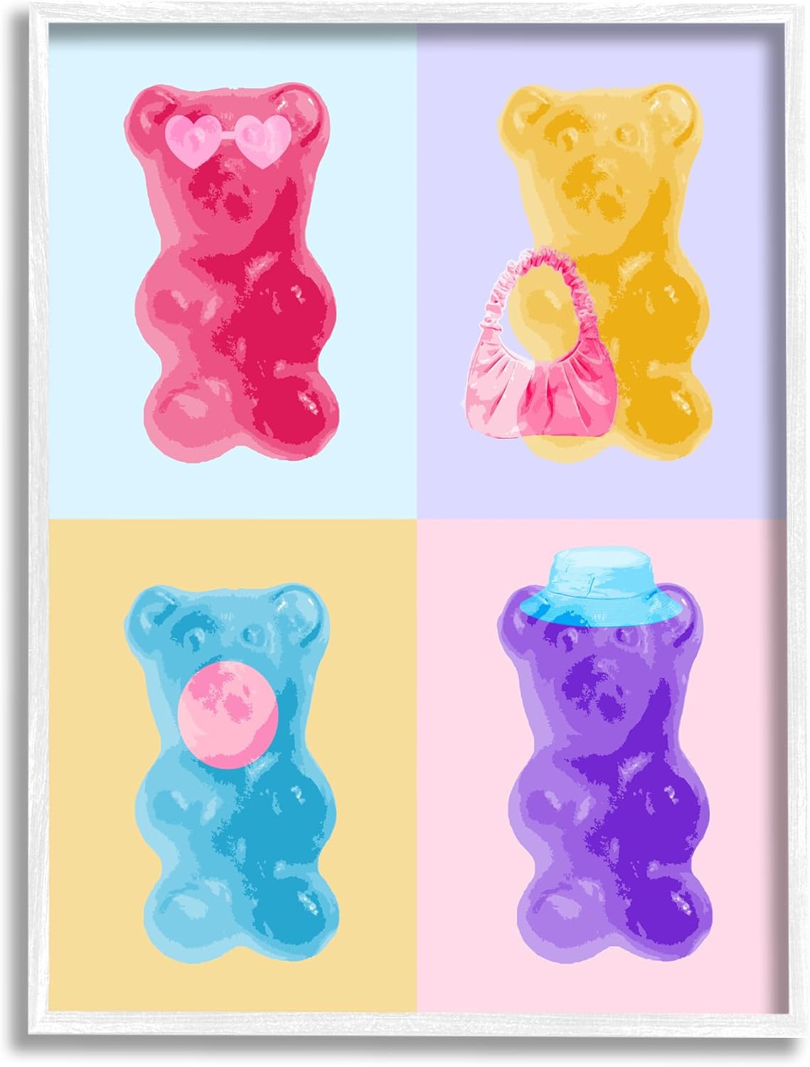 Stupell Industries Pop Style Candy Bears Framed Giclee Art by Daphne Polselli