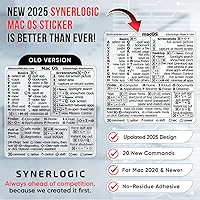 Vista 6 de Synerlogic (5 unidades) Pegatina de atajos de Mac OS, calcomanías de teclado para macOS, hoja de trucos de vinilo laminado para MacBook para laptop