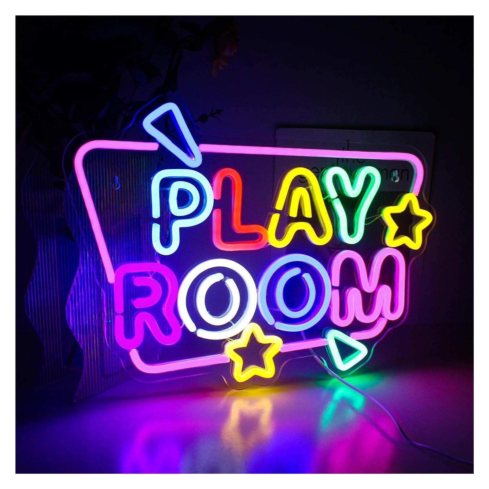 Luces Art Decoration Christmas Letrero De Neón Play Room Luz LED Colorida, Decoración De Sala De Juegos Para El Hogar, Zona De Juegos, Cumpleaños, Dormitorio, Bar, 42cm×30cm