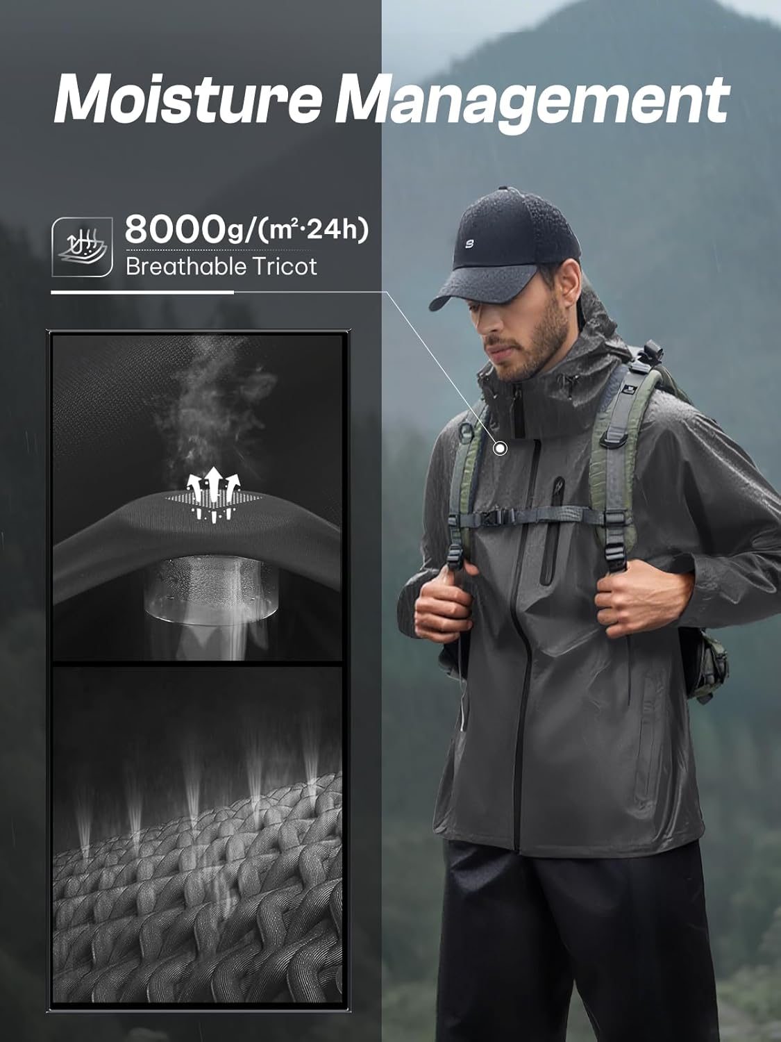 SaphiRose Men's Waterproof Rain Suit 2pcs/set Packable Rain Gear for Golf Motorcycle Fishing - Image 4