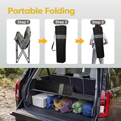 Miniatura 7 de Colorsoul Sillas de campamento de gran tamaño, resistentes, sillas de camping plegables con acolchado completo para adultos con portavasos, sillas