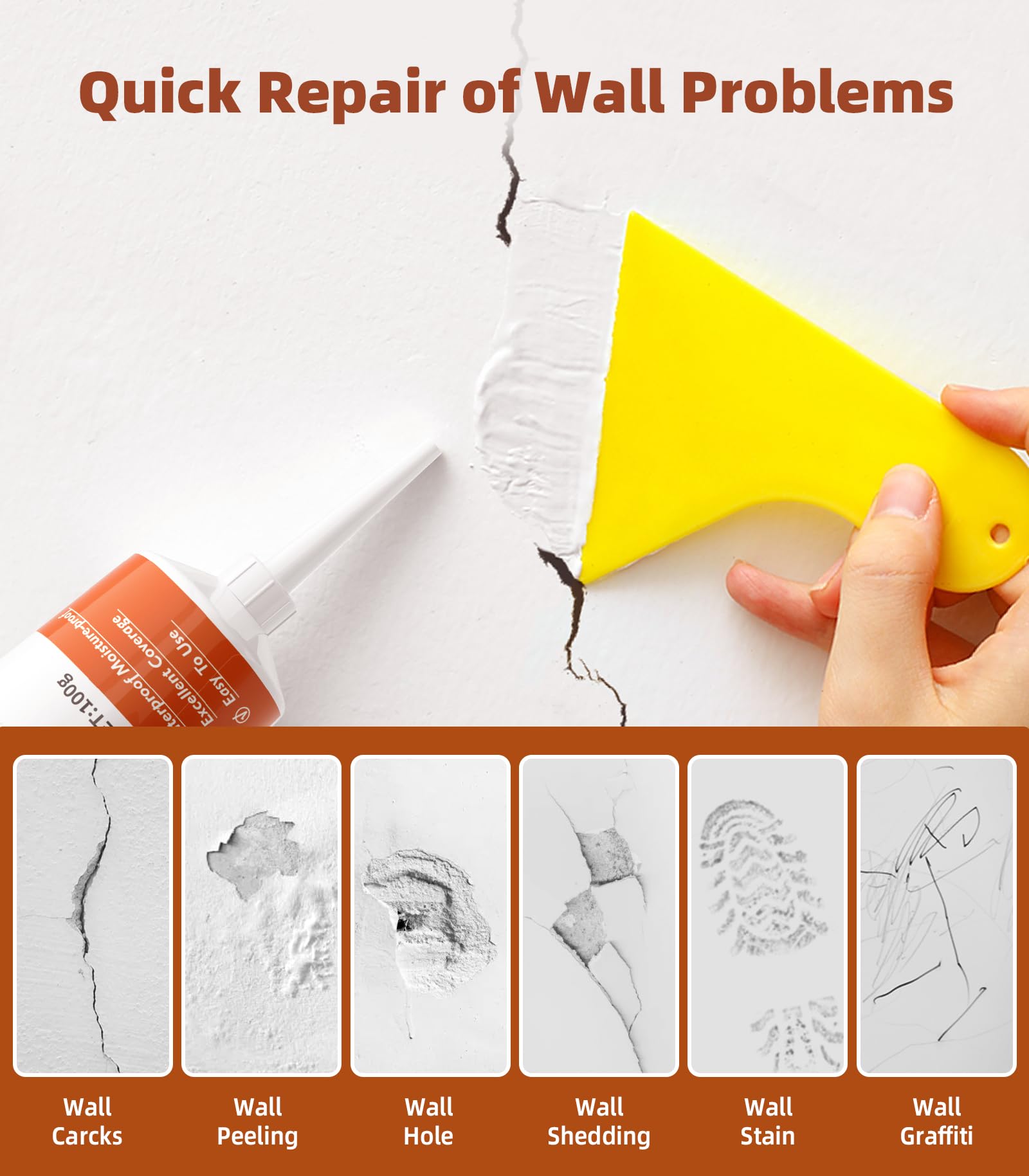 Drywall Repair Kit,Wall Patch Repair Kit,2 Pack Wall Patching Agent,Simple Filling of Wall Holes&Efficient Crack Repair - Image 3