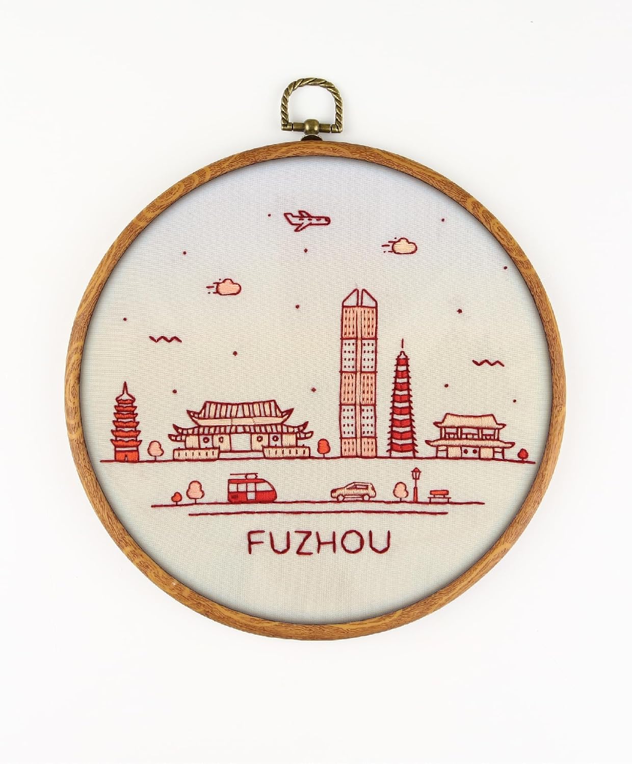 Fuzhou China EM125 - DIY Embroidery Kit. Set of Threads, Needles, Stamped Cloth, Needle Threader, Embroidery Clippers and Printed Color Pattern Inside.