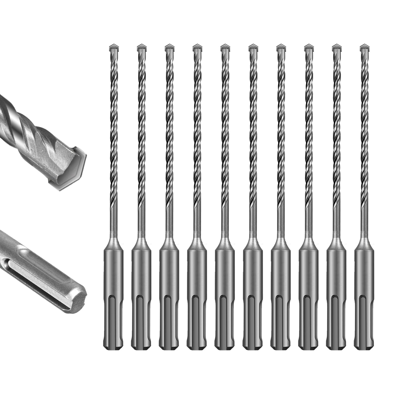 SALI Rotary Hammer Drill Bits 5/32"*6" 10 Pcs Rotary Hammer Drill Bits Concrete Masonry Hole Tool with Storage Case for Concrete, Stone, Brick