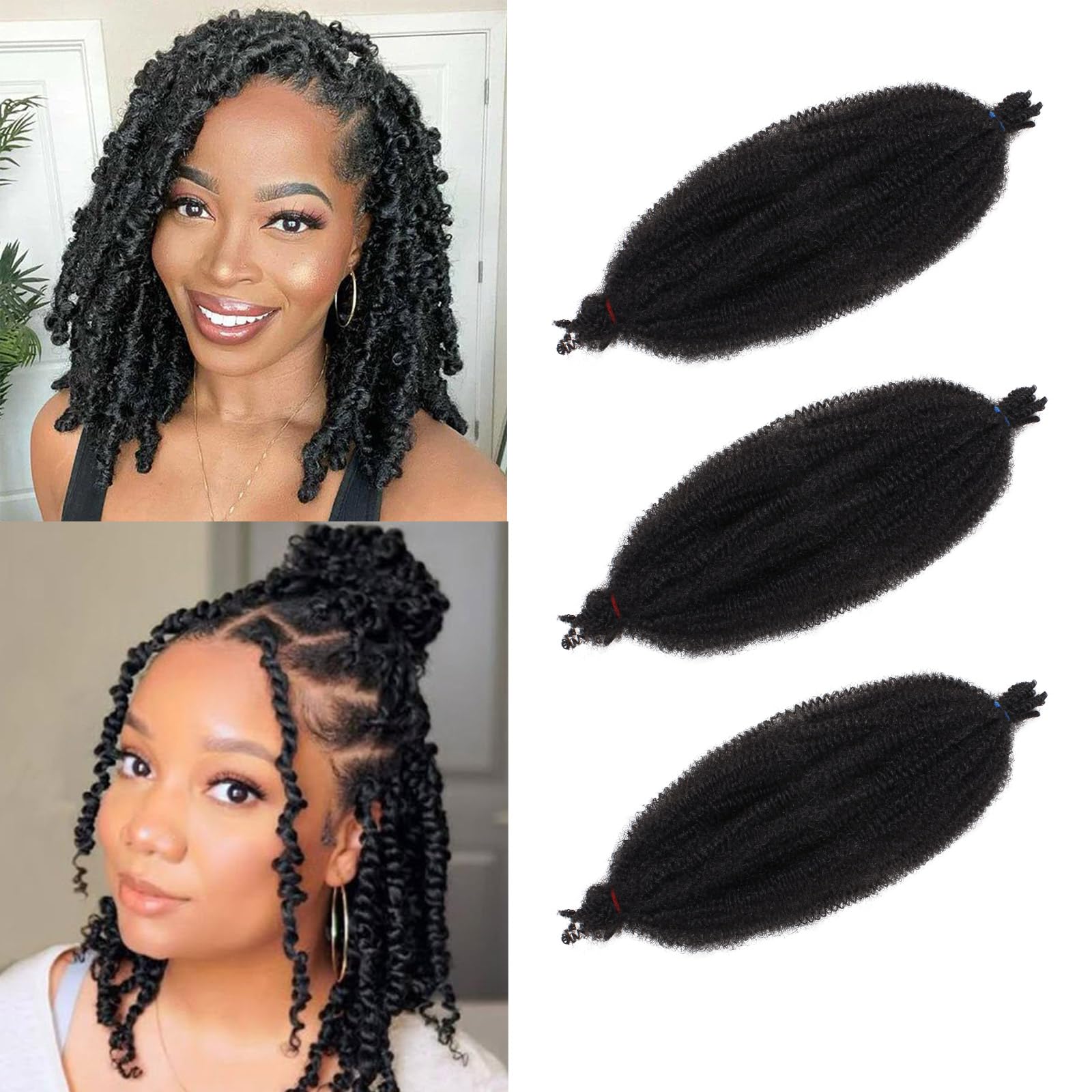 Amazon.com : ZRQ Black Springy Afro Twist Hair For Butterfly Locs