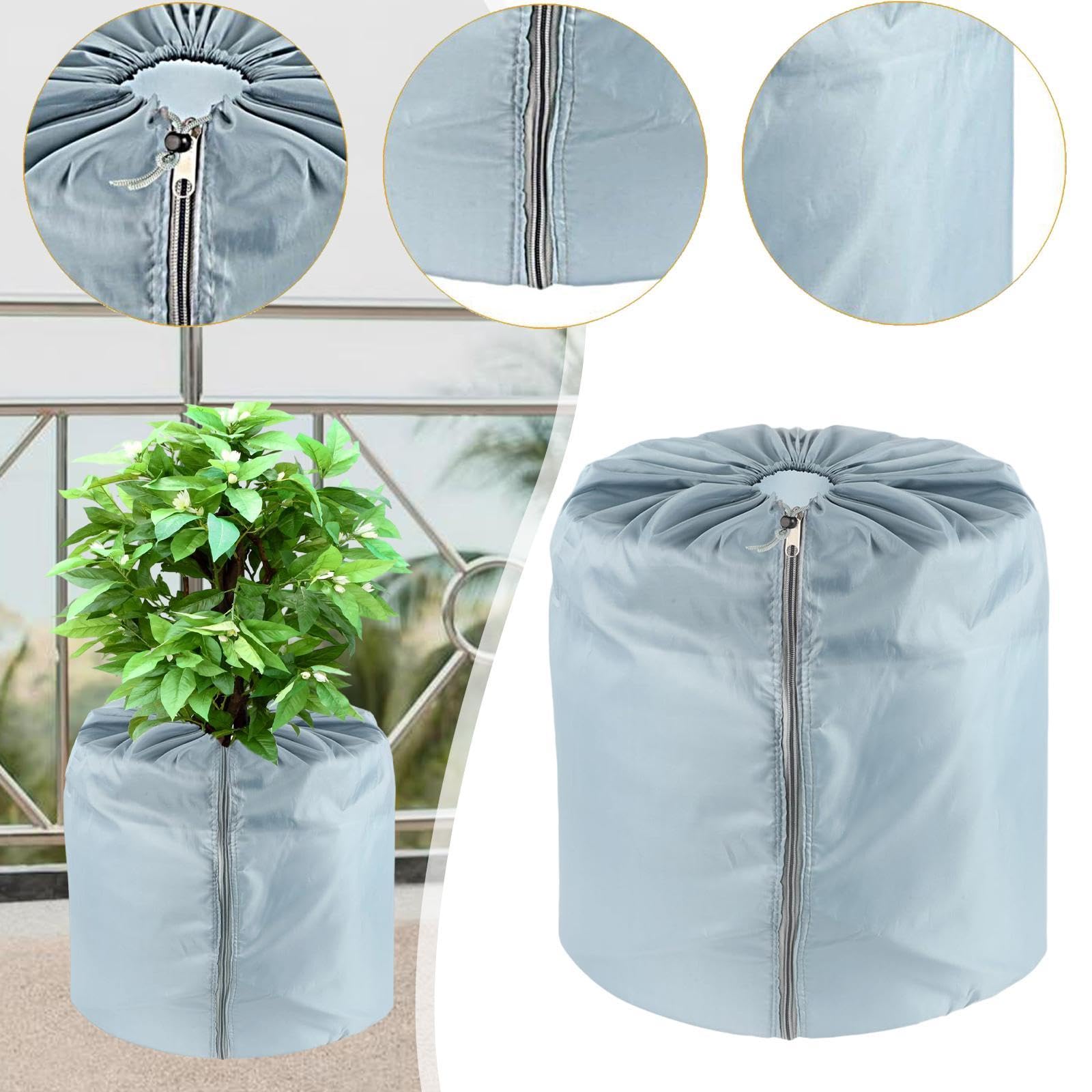 Funda Protectora Invernal para Plantas con Cordón, Antiheladas, para Invernadero, Gris