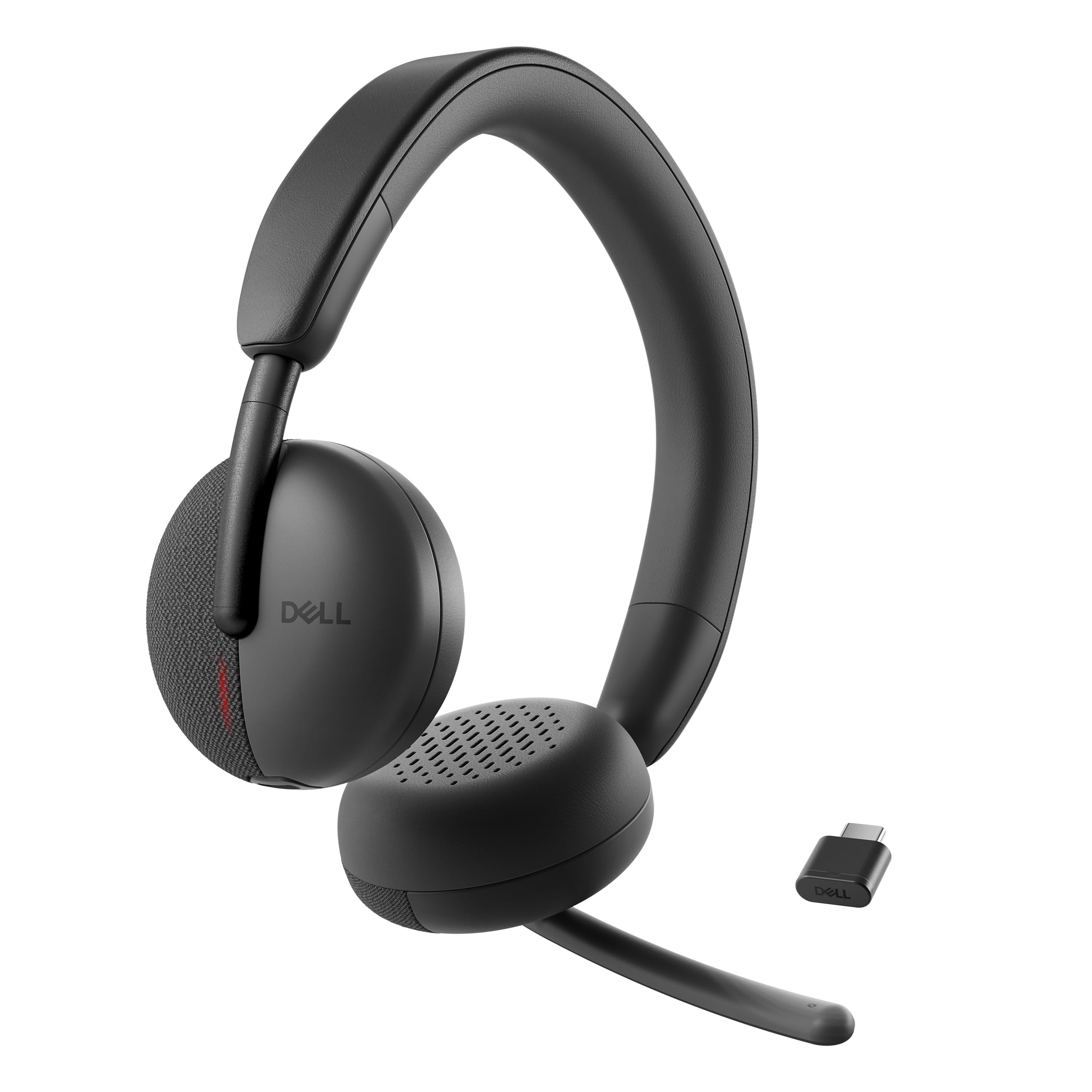 Dell WL3024 - Auriculares inalámbricos - Diadema de piel sintética, micrófono integrado con cancelación de ruido basado en IA, micrófono Boom, color negro