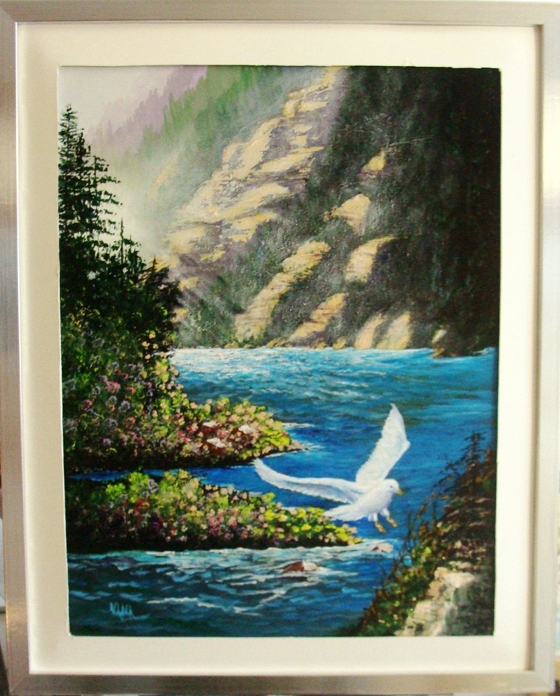 paintings by Nana - Emerald Bays Lonesome Dove Fine Art - Acrylic Mountain Cove - Lake Tahoe
