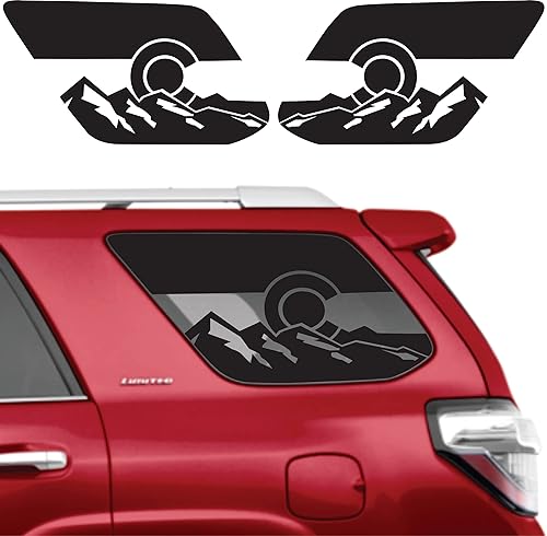 Apto para Toyota 4Runner 2010-2023  Calcomanías precortadas para ventana de bandera de montaña de Colorado  Ventana trasera en ambos lados