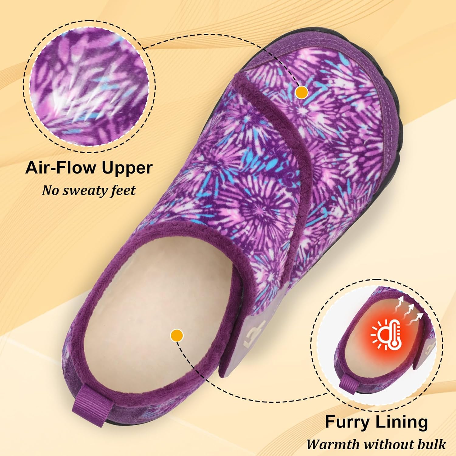 relxfeet Women's Wide Width Slippers Adjustable Diabetic Shoes Non-Slip Indoor Outdoor House Shoes for Swollen Feet Bunions - Image 5