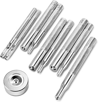10pcs Snap Button Setter Tool Kits, Metal Button Punch Tool for DIY and Sewing Fabric Leather Bag Clothes Jackets Tarps Wallet Bracelets