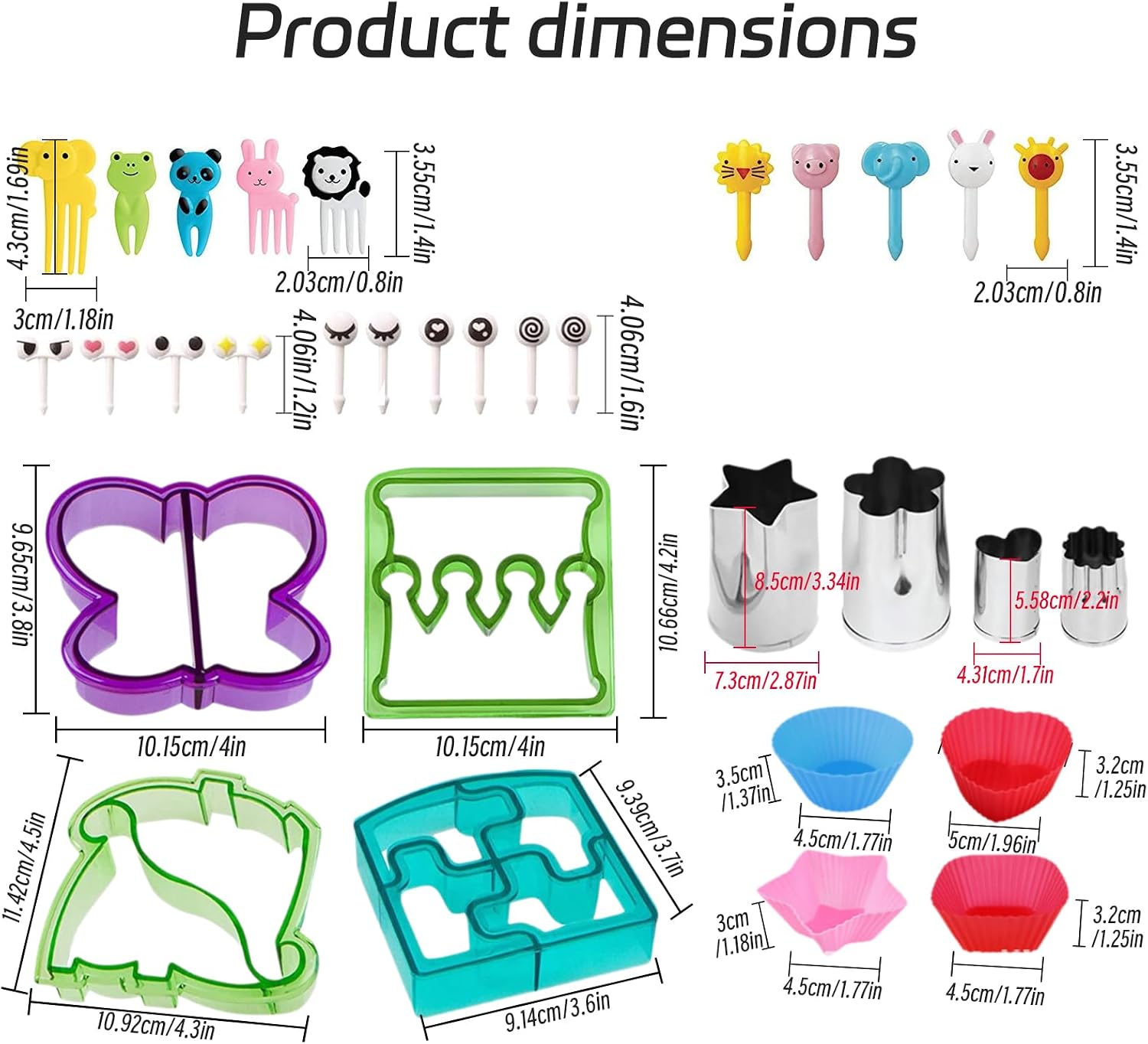 Sandwich Cutters Bread Shaped Set, Vegetable Fruit Bread Shape Cheese Cookie Cutter Molds - Great for Lunchbox and Bento Box