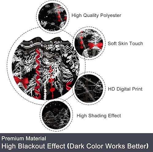 Miniatura 33 de Baocicco Cortinas opacas de Navidad para dormitorio, sala de estar, árbol de Navidad, chimenea, cortinas de ventana con ojales, cortinas familiares