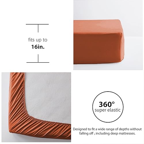 Miniatura 8 de Zzlpp Juego de edredón Queen de 7 piezas, cama copetuda naranja quemado en una bolsa con edredón y sábanas, juegos de ropa de cama para todas las