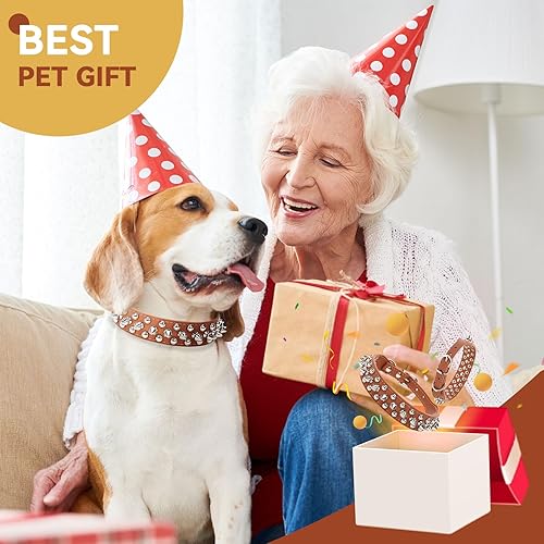 Miniatura 5 de PETCARE Collar de perro con púas de piel sintética suave marrón, divertido hongos, remache, tachonado, collar ajustable para perros pequeños,