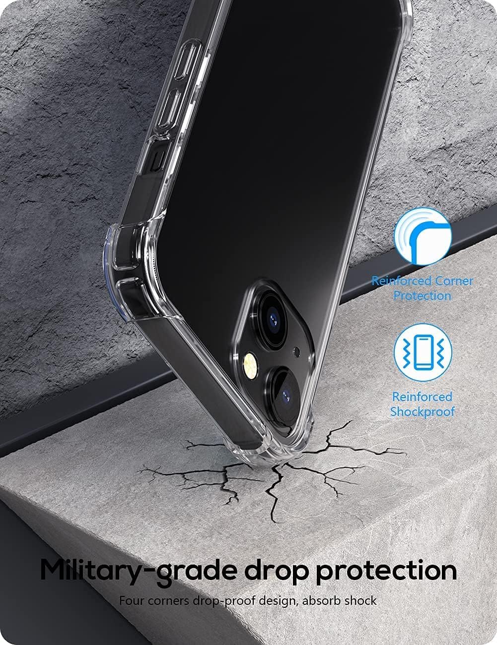 Captor Cover iPhone 13 Trasparente TPU Morbido, Silicone Flessibile, Antiurto, Shockproof, Paraurti, Assorbimento Urti, Protezione Totale, Anti Ingiallimento Resistente iPhone 13 Cover